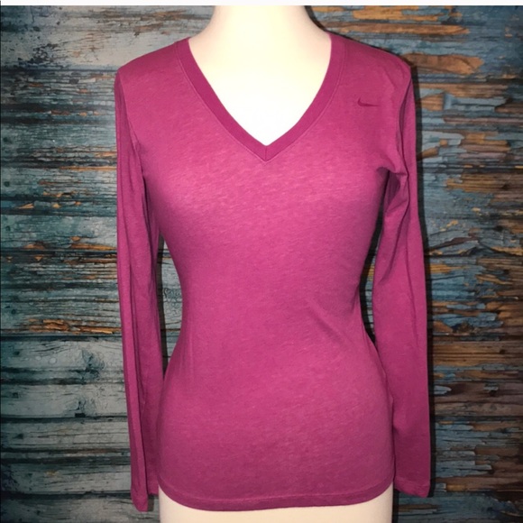 Nike V- Neck Purple Long Sleeve Tee Small - Picture 3 of 4